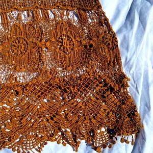 Bobeau floral pattern lace mesh mini cover up